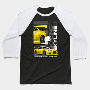 Yellow Nissan Skyline Baseball T-Shirt